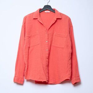 Eileen Fisher 100% Cotton Long Sleeve Gauze Coral Resortwear Oversized Small